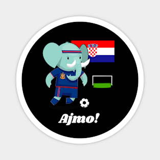 ⚽ Croatia Soccer, Cute Elephant Scores a Goal, Ajmo! Team Spirit Magnet